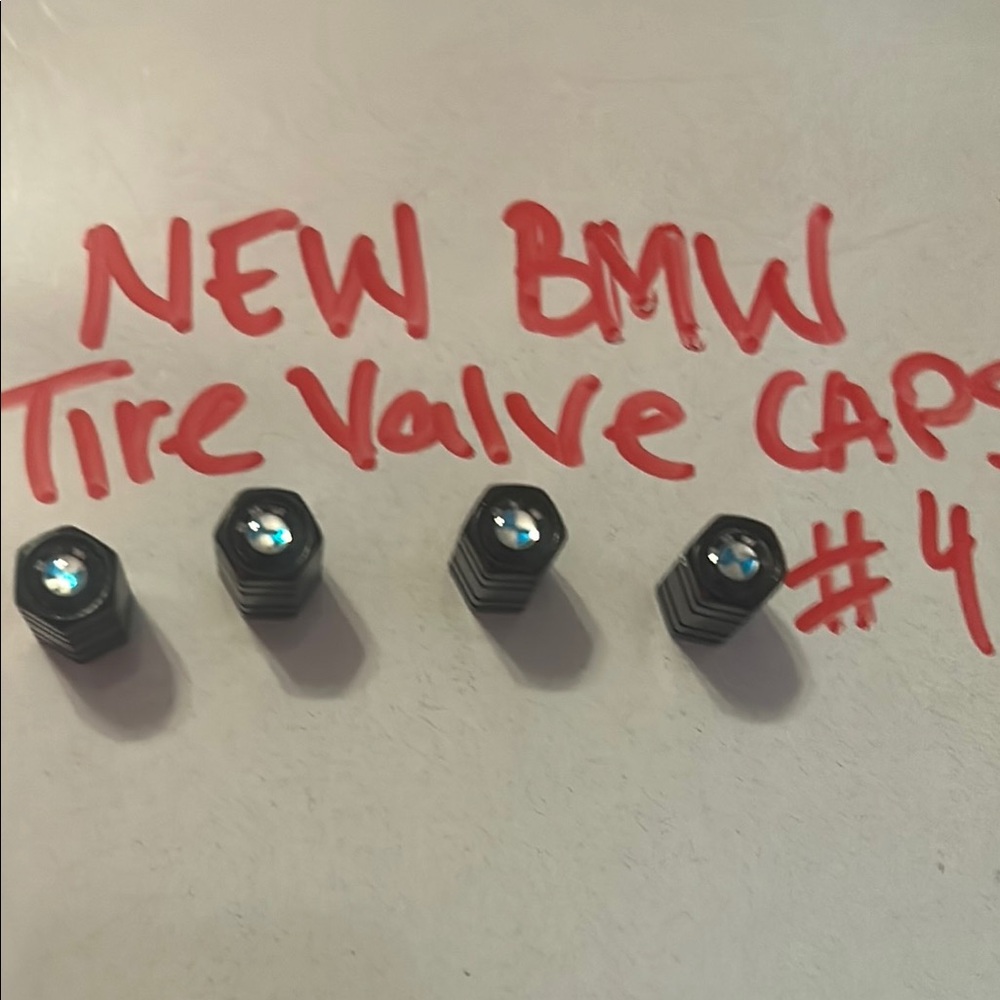 BMW Black Tire Valve Caps with Blue Detail